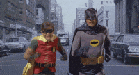 batman and robin running GIF