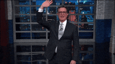 Stephen Colbert Wave GIF by The Late Show With Stephen Colbert