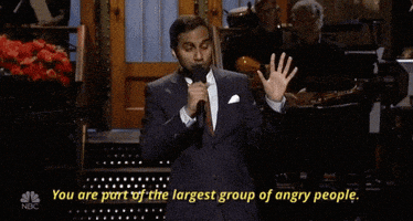 aziz ansari angry people GIF by Saturday Night Live