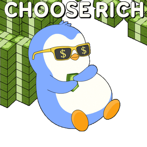 Make It Rain Money Sticker by Pudgy Penguins
