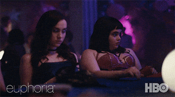 TV gif. Alexa Demie as Maddy Perez of Euphoria sits in a club with her friends. She scrunches up her face in disgust and says "Ew. Second of all, ew."