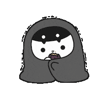 Midnight_ly black black and white eating cold Sticker