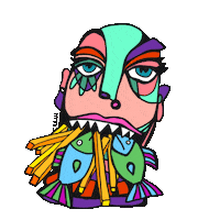 fish & chips eating Sticker