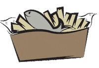 Fish And Chips Takeaway Sticker by Leaves & Fishes