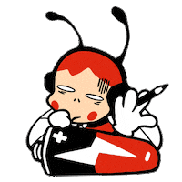 Peebeez red thinking bored bee Sticker
