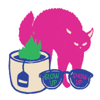 Black_Owl_Design cat design sunglasses glow Sticker