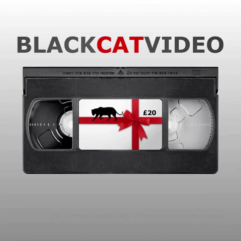 BlackCatVideo giphyupload animation gift card black cat video GIF