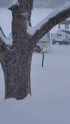 Skillful Postal Service Driver Battles Snowy Road in Lincoln, Nebraska