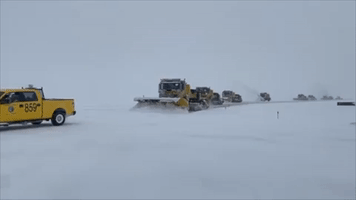 'Conga Line' of Snowplows Clears Drifts at Chicago's O'Hare Airport