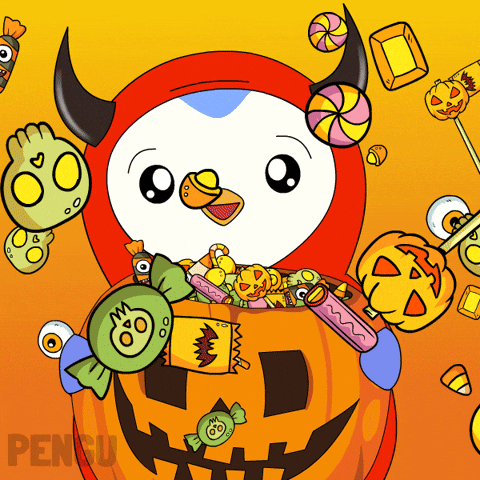 Scared Trick Or Treat GIF by Pudgy Penguins