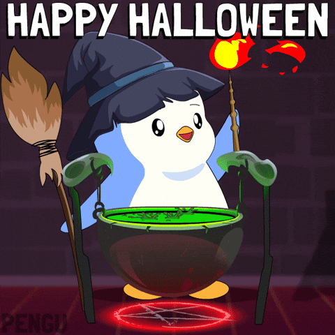 Scared Trick Or Treat GIF by Pudgy Penguins