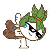 Pandooin glasses mascot break dance dance floor Sticker