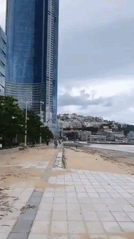 Aftermath of Deadly Typhoon Seen Across Haeundae Beach