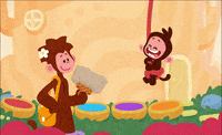 thisisteeandmo smile kids monkey painting GIF