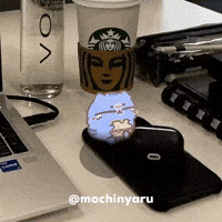 Mochinyaru cat kawaii work eating GIF