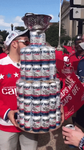 Caps Fan Flaunts Stanley Cup Made of Beer Cans