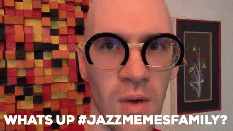 jazzmemes_ giphygifmaker guitar jazz whats up GIF