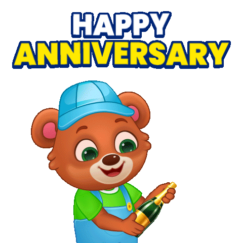 Happy Anniversary Champagne Sticker by Lucas and Friends by RV AppStudios
