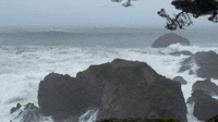 Big Waves Break Over Huge Rocks on California's Sonoma Coast