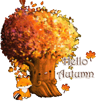 Falling Leaves Fox Sticker