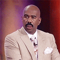 TV gif. We zoom in slightly on Steve Harvey who is profoundly puzzled by what he's just heard.