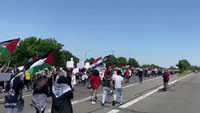 Marchers Rally for Palestine During Presidential Visit in Dearborn
