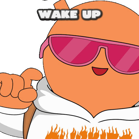 Wake Up Hello Sticker by Quirk Life Studios
