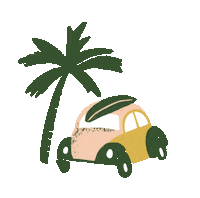 kelseydavisdesign summer pink car green Sticker