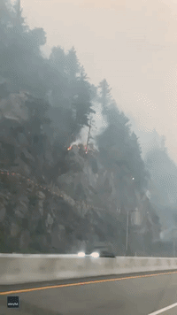 Wildfire Burns Next to Highway in British Columbia