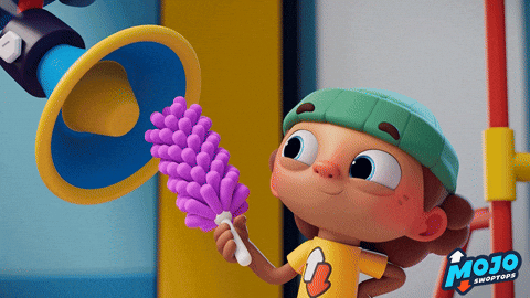 Tidying Up Jump GIF by Mojo Swoptops