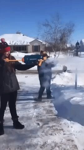 Water Guns Shoot 'Snow' as Wisconsin Suffers Through Sub-Zero Polar Vortex