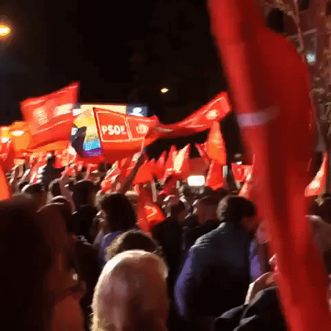 Spanish Socialists Celebrate Election Results in Madrid