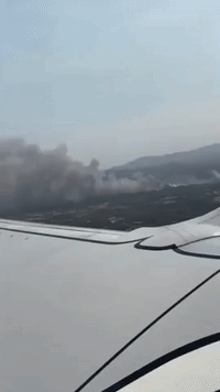 Wildfire in Rhodes Captured From Plane Amid Greek Heat Wave