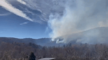 Forest Fire Smoke Fills Sky Near Marion, North Carolina