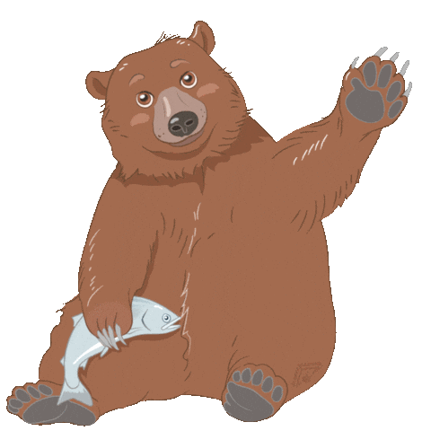 Waving Brown Bear Sticker by Alaska Seafood