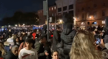Morocco Fans in Toulouse Celebrate World Cup Win Over Portugal