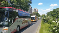 Struggling Bus Operators Protesting for Government Bailout Cause Traffic Jams in Berlin
