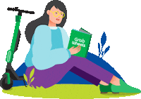 reading park Sticker by Grab Indonesia