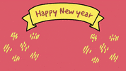 Cartoon gif. A turtle crawls on screen as little lines move around it that look like sand. A banner above the turtle reads, "Happy New Year."