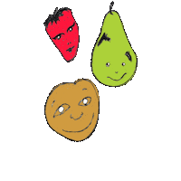 flannelraccoon strawberry pear flannelraccoon bouncy fruits Sticker