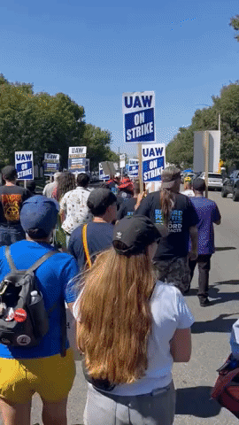 WGA Members Join United Auto Workers Picket Line in California