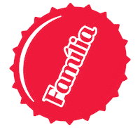 Sponsored gif. An illustration of a red Coca-Cola bottle cap with the word "familia" spins and shines, as if a light is hitting it. 
