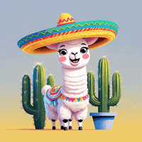 Lama Cute Sombrero Joy Friendly Funny Character Fluffy Funy GIF