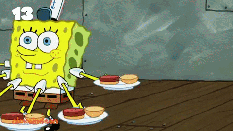 giphygifmaker burger spongebob krabby patty card shuffle GIF