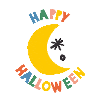 happygoluckydesign halloween moon happy halloween zoe wodarz Sticker