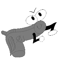 animation gun Sticker by Simeon Kondev