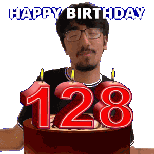 128 Birthday Sticker