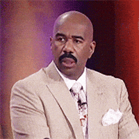 TV gif We zoom in slightly on Steve Harvey who is profoundly puzzled by what hes just heard