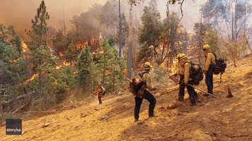 Firefighters Battle Oak Fire Blaze in California's Mariposa County