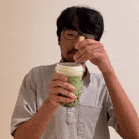 Mixing matcha boba milk tea